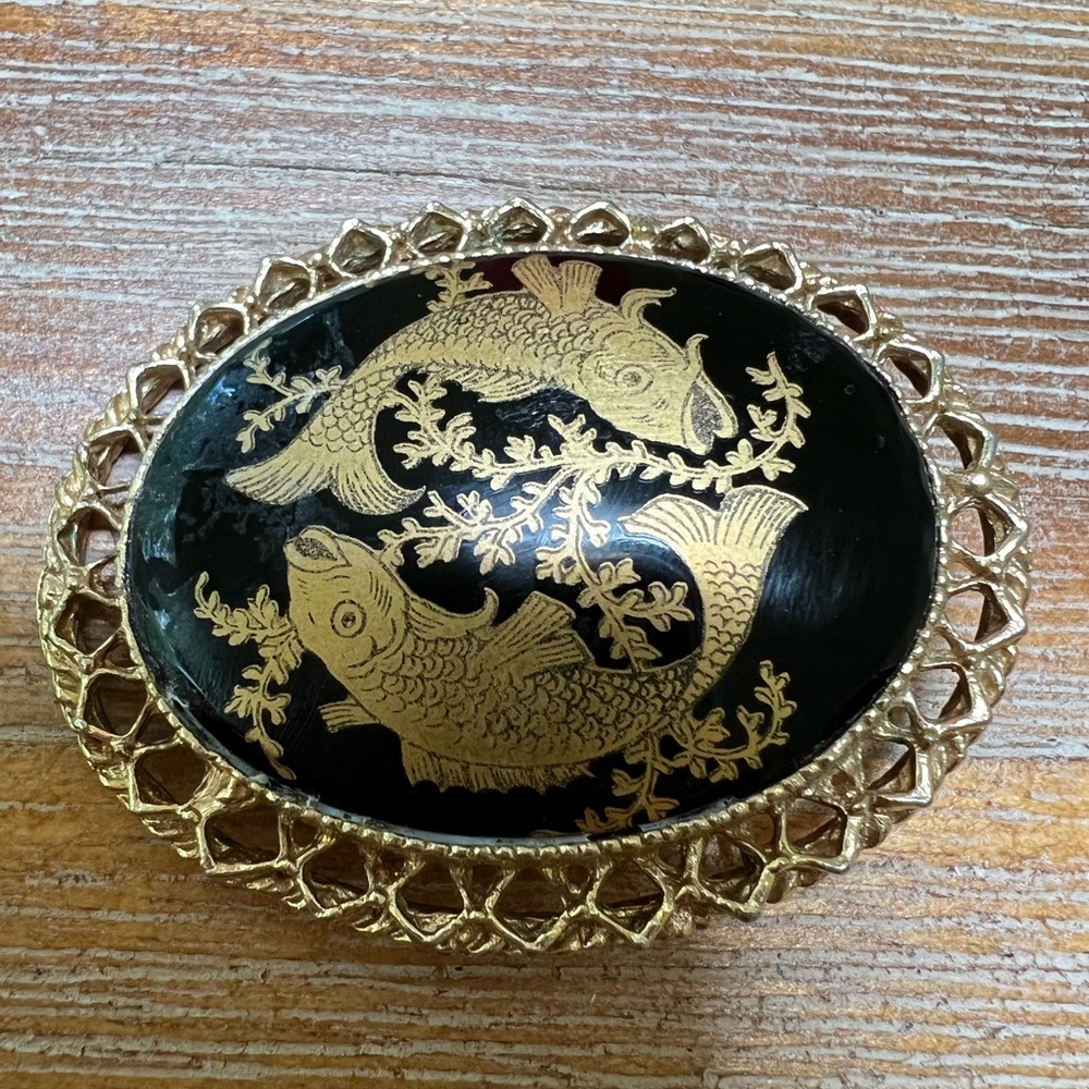 Vintage koy fish brooch